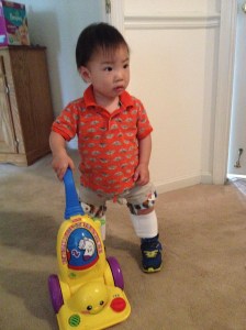 Malachi received leg braces in May 2015 to help straighten and strengthen his legs.